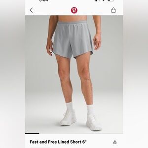 Lulu lemon men’s fast and free lined shorts 6” inseam